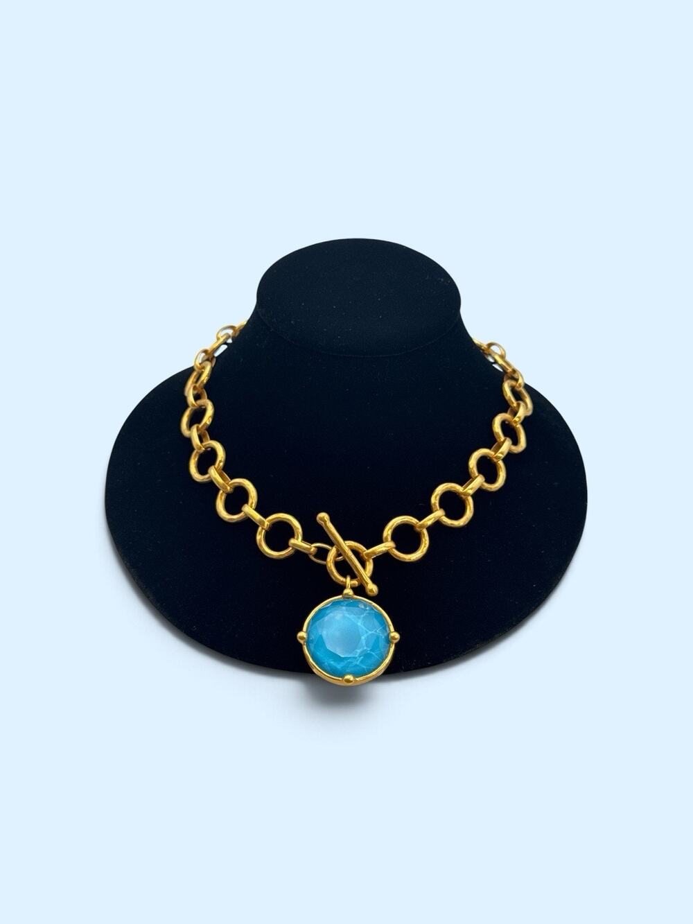 Julie Vos Honeybee Iridescent London Blue Statement Necklace